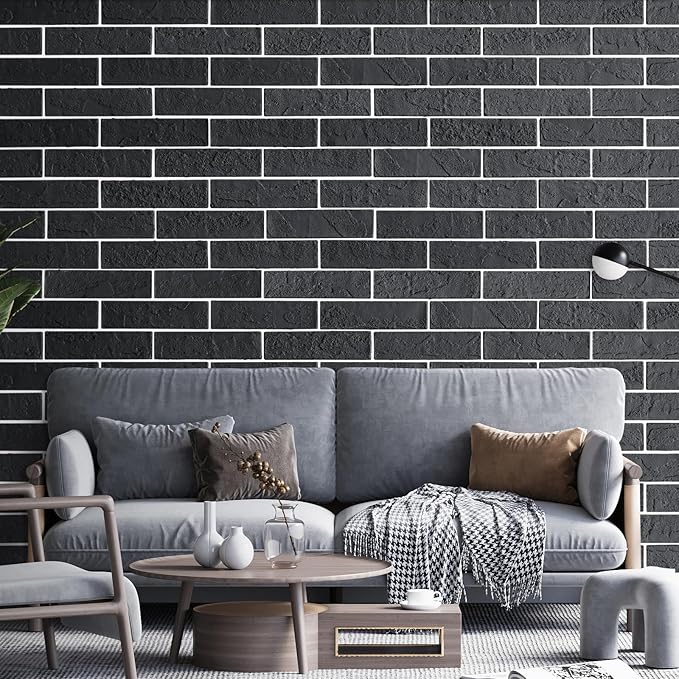 100 Pieces Old Town Black Faux Brick Wall Tiles, Clay Manufactured Thin Brick - Image 2