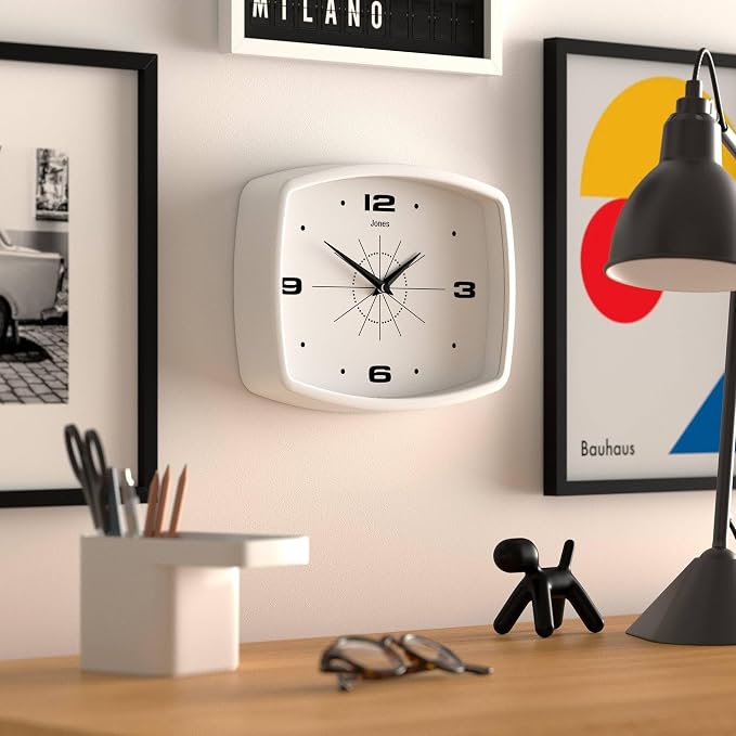 JONES CLOCKS® Movie Wall Clock | Retro Rectangular Clock | 10 inch | White | - Image 5
