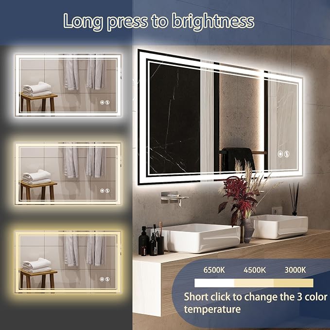 28“ x 40” LED Bathroom Mirror Fogless LED Mirror - Image 6