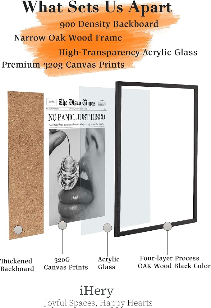 iHery Premium Natural Black OAK Wood 12x16in No Panic Just Disco Trendy Framed - Image 3