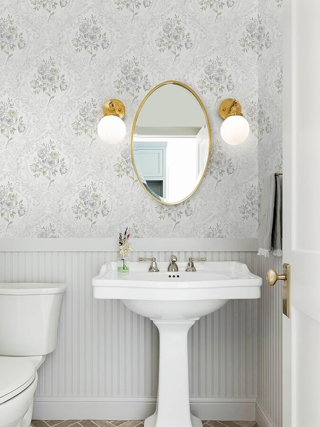 Ismoon Vintage Peel and Stick Wallpaper Floral Contact Paper Boho White and - Image 3