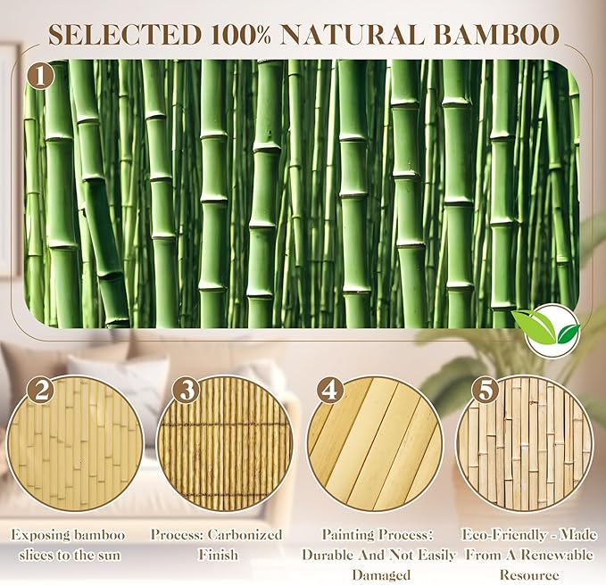 Juexica 1 Pcs Natural Bamboo Wall Panel - Image 3