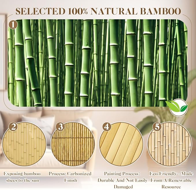 Juexica 2 Pcs Natural Bamboo Wall Panel - Image 3
