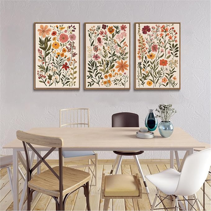 KISSFOX 3 Piece Boho Floral Canvas Wall Art - Image 5