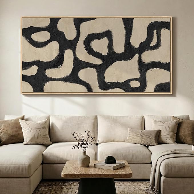 Oversized Framed Abstract Horizontal Wall Art by MXART