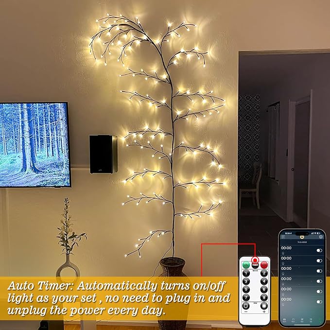 GOESWELL Smart Vine Light for Room Decor: 7.5ft 144 LEDs Music Timer Dimmable - Image 3