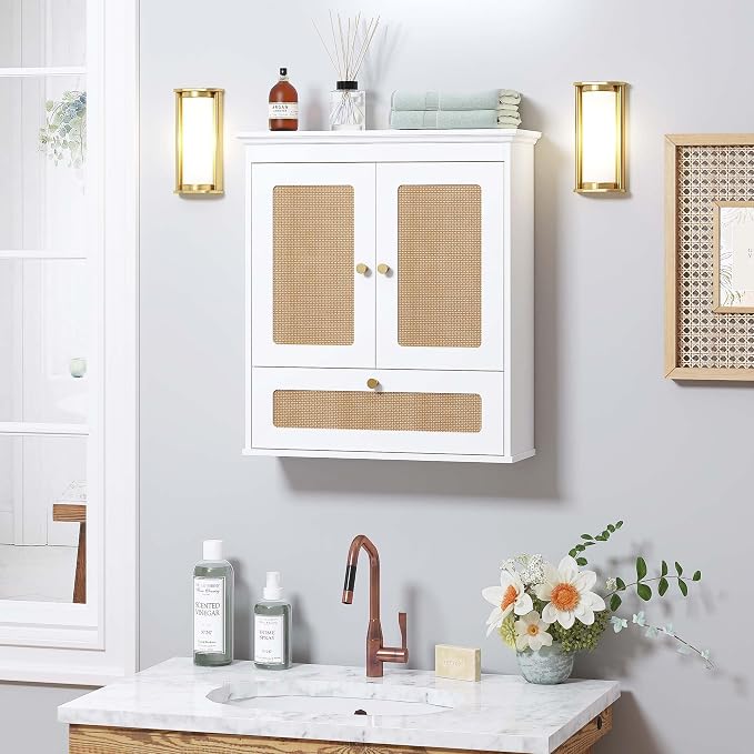 Spirich Bathroom Wall Cabinet Over Toilet, Boho Rattan Medicine Cabinet - Image 2