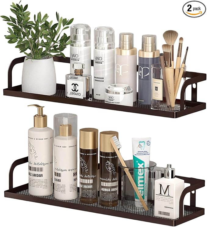 PUSDON 2-Pack 16.5" Extra Long Slim Hollowout Shower Caddy, Wall Mount Spice by PUSDON