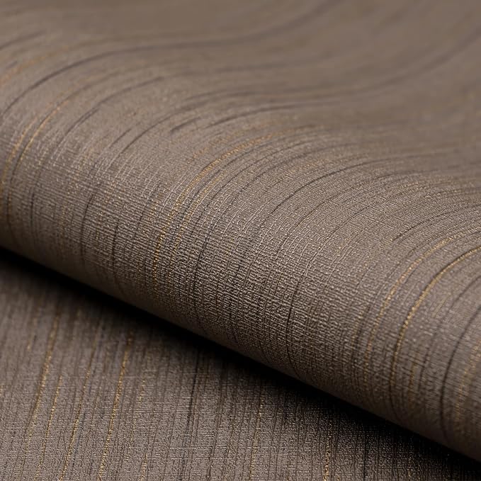 Brown Grasscloth Peel and Stick Wallpaper Texture Contact Paper A Set of 15.7" - Image 5