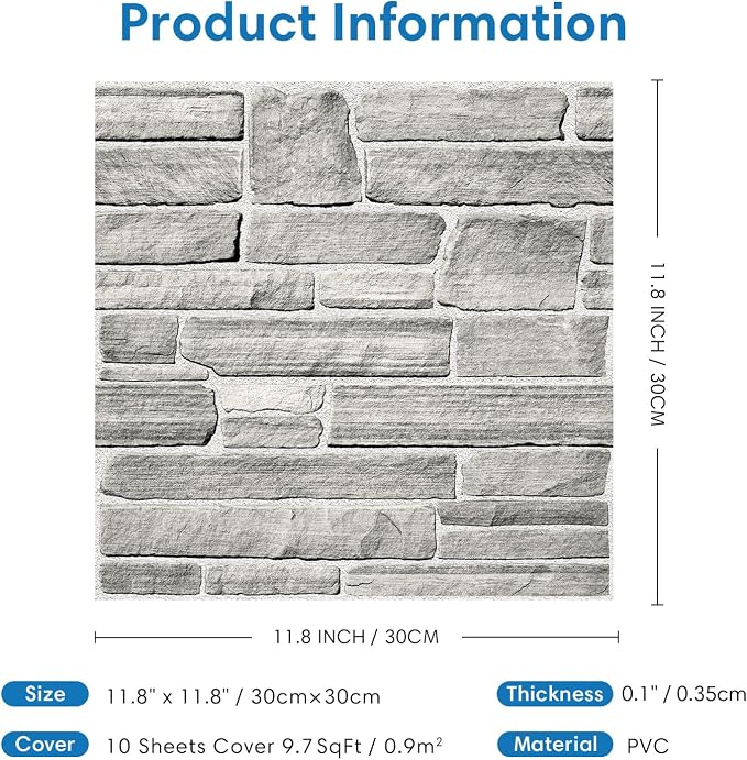 COMSTICKC Peel and Stick Faux Stone Wall Sticker Wall Panels, Not Real Stone - Image 5