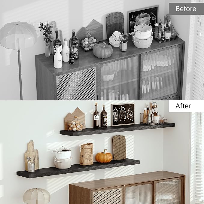 Vivelove 72 Inches Floating Shelves Wall Mounted, Living Room, Home Decor - Image 5