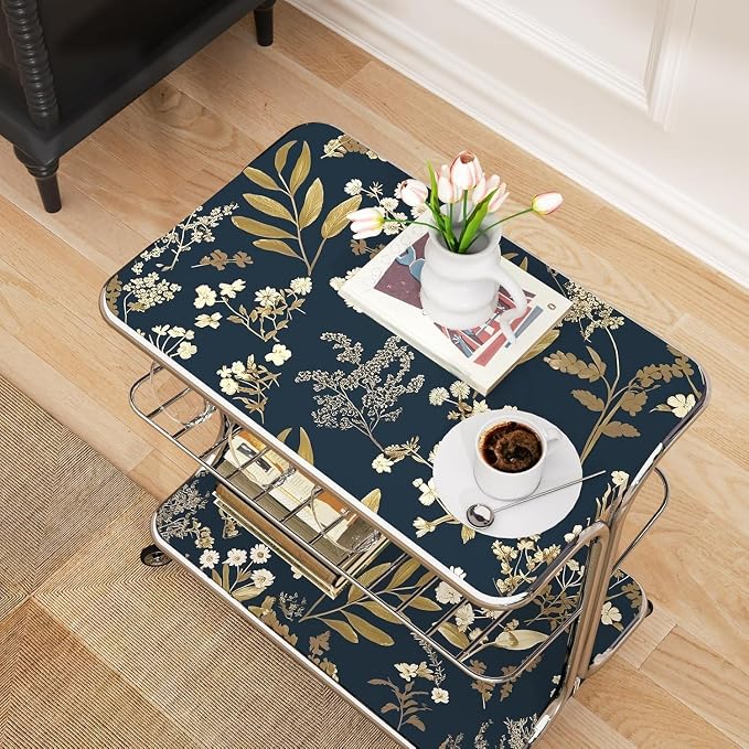 Laatse Dark Blue Leaf Wallpaper Peel and Stick Dark Floral Wallpaper - Image 8
