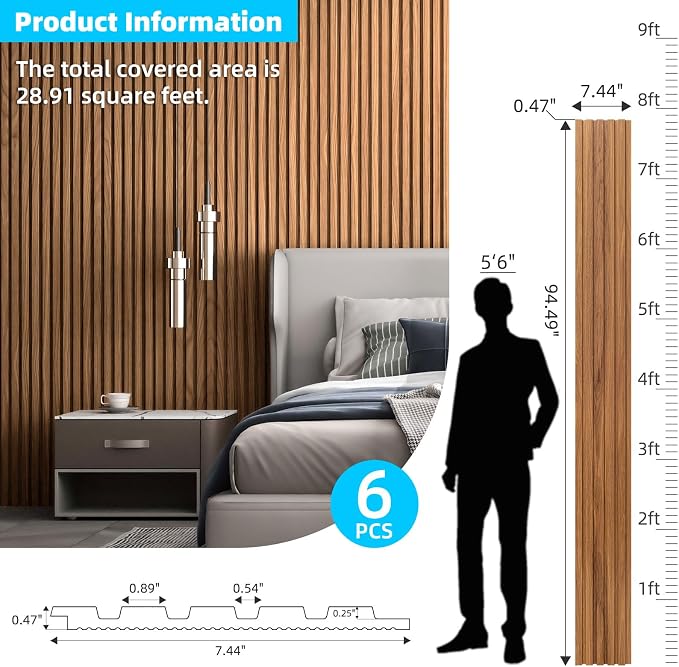 Art3d 6-Piece Wood Slat Panels for Stylish Interior Decor and Ceiling Decoration - Image 5