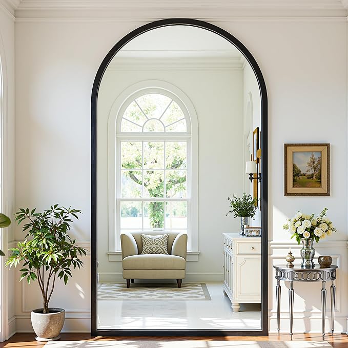 Full Length Mirror 82"×44" Floor Mirror Standing Tall Mirror, Arched Stand up - Image 2