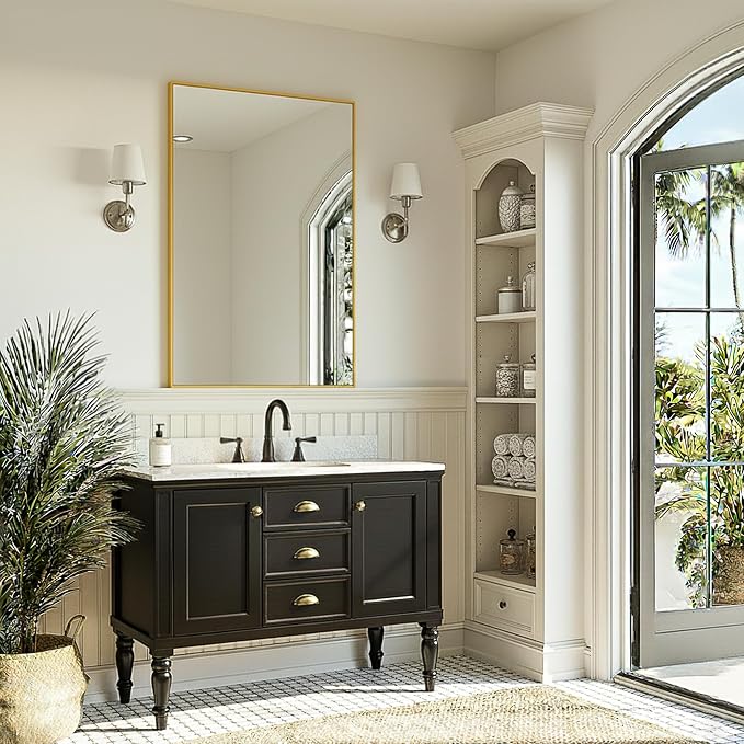 FICTOR Bathroom Vanity Mirror-Gold, 30x20 Inch, Shatterproof & Anti-Rust - Image 6