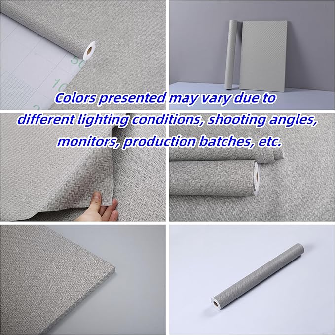 Haimin Fabric Wallpaper Textured Contact Paper Gray Grasscloth Wallpaper Peel - Image 2