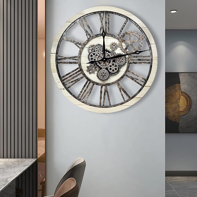 The B-Style Large Real Moving Gears Wall Clock 30 inch Rustic Retro Industrial - Image 6