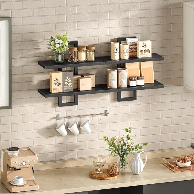 HOOBRO Floating Shelves, 15 Inch Wall Shelf Set of 2, Wall Mounted Storage - Image 2