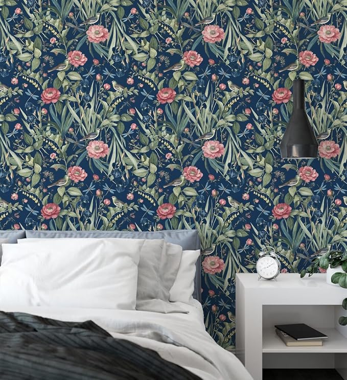 Floral Peel and Stick Wallpaper Bird and Floral Contact Paper 16.9inch x - Image 6