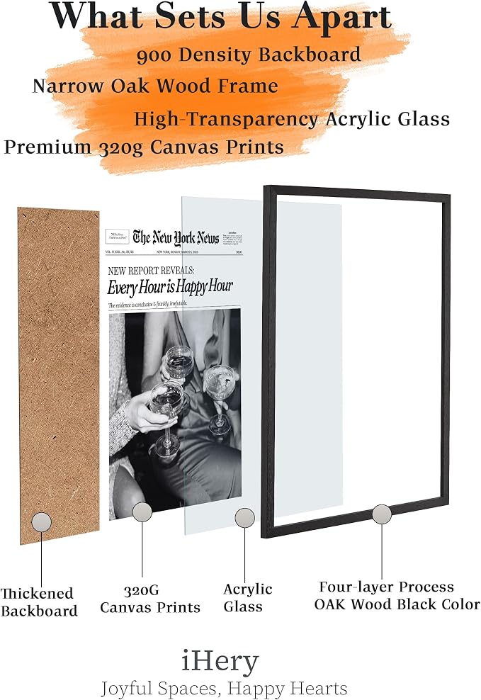 iHery Premium 12x16in Natural Black OAK Wood Trendy Every Hour is Happy Hour - Image 3