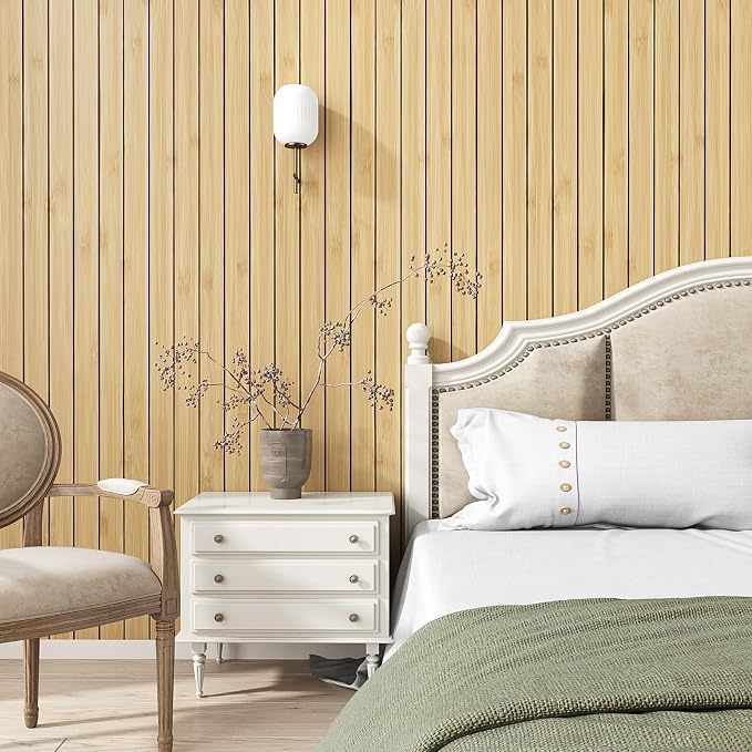 VEELIKE Natural Bamboo Slat Wall Panels Peel and Stick Wood Panels - Image 3