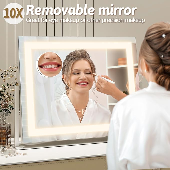 ROLOVE Vanity Mirror with Lights 22"x18", Lighted Makeup Mirror with 10X - Image 6