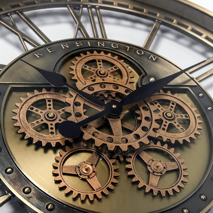CLXEAST 28 Inch Gold Moving Gear Wall Clock - Image 8