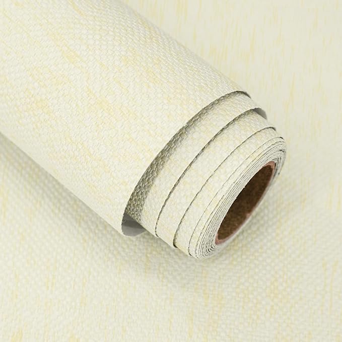 Grasscloth Peel and Stick Wallpaper Beige and Yellow Contact Paper 15.7inch x by lenify