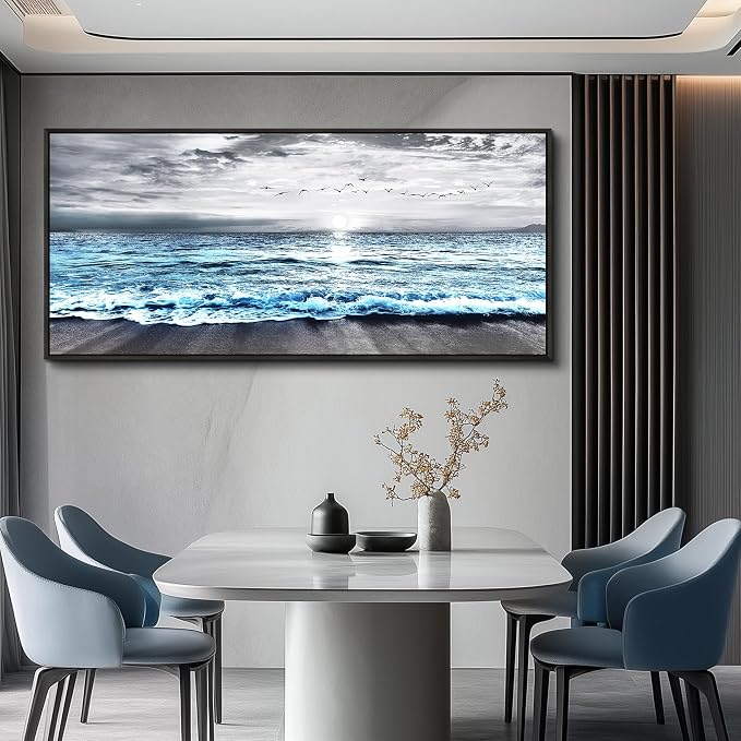 Wapluam Framed Wall Art for Bedroom Decor, Beach Canvas Wall Art Large Ocean - Image 8