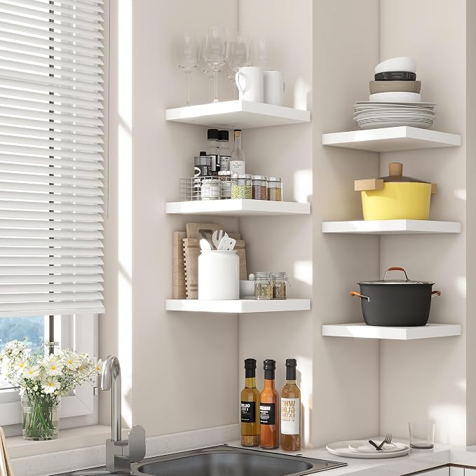 Square Floating Shelves for Wall 8"W x 8"D x 1.2"H, Small Engineered Wood Wall - Image 2