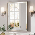 Brushed Nickel Bathroom Mirror, 24x32 Inch Beveled Framed Bathroom Mirror by QUEENFUN