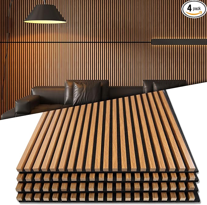 Art3d 4-Pack 48" x 24" Acoustic Wood Panels by Art3d