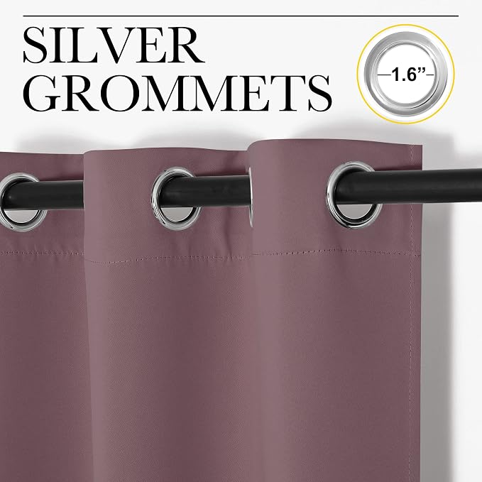 NICETOWN Window Curtain Panels, Dry Rose, 1 Pair, 34 by 54-inch, Thermal - Image 3