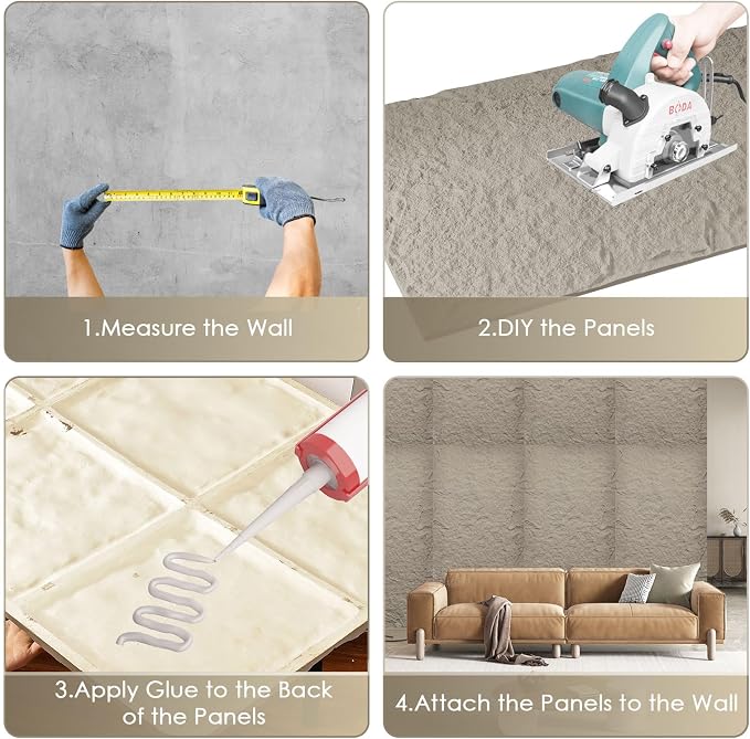 5-Pack 3D Faux Stone Wall Panels, PU Cement-Texture Wainscoting Panels - Image 6