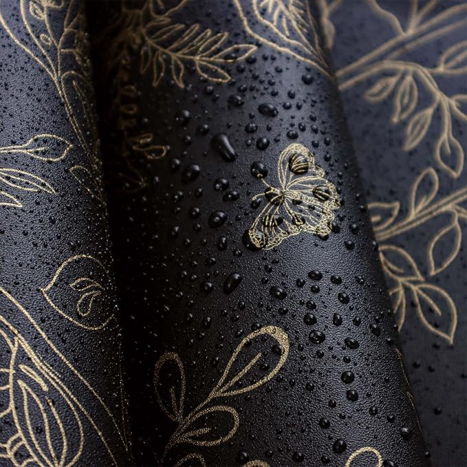 Froluya Black and Gold Wallpaper Peel and Stick Wallpaper 17.7"x590.5" Vintage - Image 4