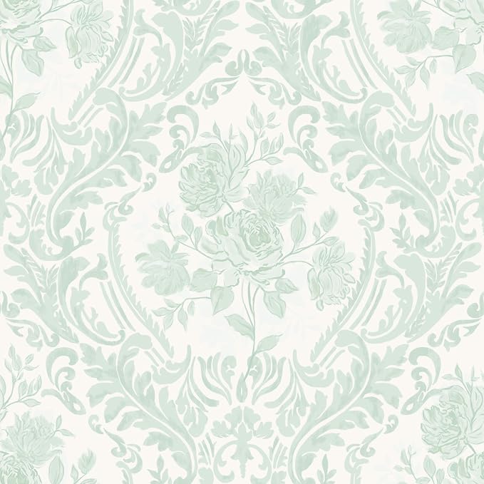 Ismoon Floral Wallpaper Peel and Stick Sage Green Contact Paper Boho Vintage by Ismoon