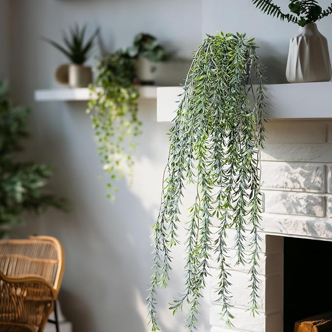 Artificial Hanging Plant 2 Pcs Faux Plant Ivy Vine Faux Eucalyptus Vines Fake - Image 5