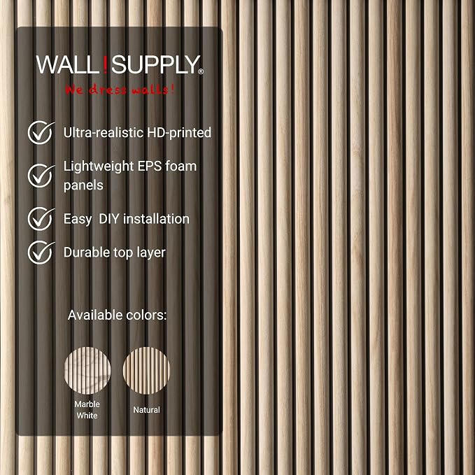 Wall!Supply 3D Wall Panels – Faux Natural Wood Round Slatted – Lightweight Foam - Image 4