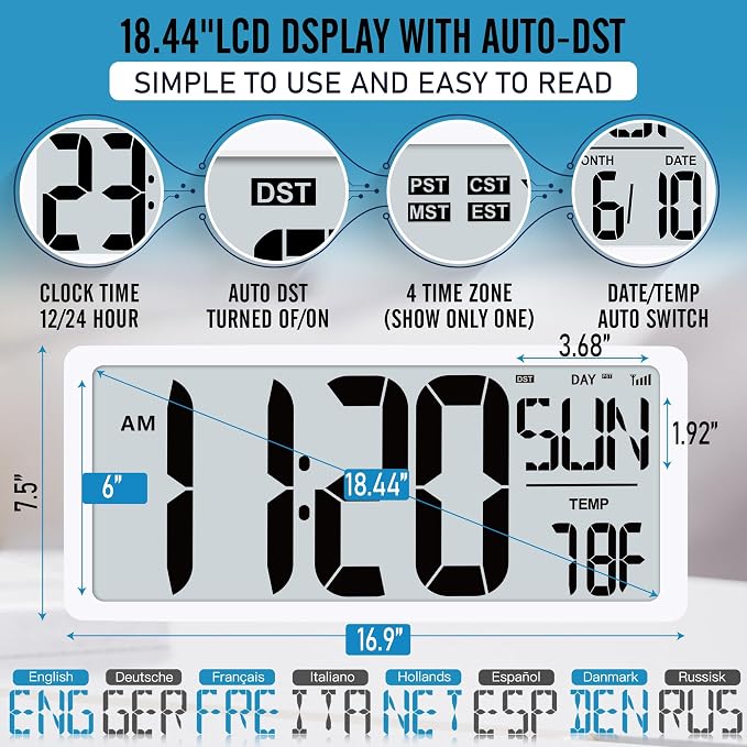 TXL 18.44" Large Amotic Digital Wall Clock - Image 2