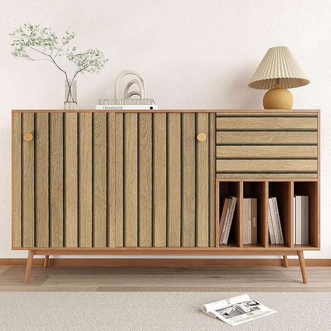 VEELIKE Natural Light Oak Wood Slat Peel and Stick Wallpaper Wood Panel - Image 7