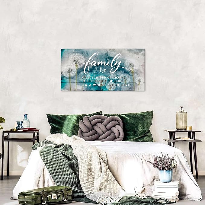 Family Wall Decor Teal Kitchen Wall Art Farmhouse Inspirational Quotes Canvas - Image 3