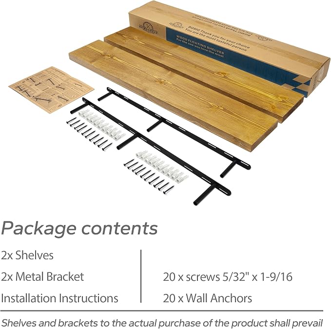 BGMG Wood Floating Shelves for Wall 54 inch Set of 2, Rustic Wooden Wall Mount - Image 7