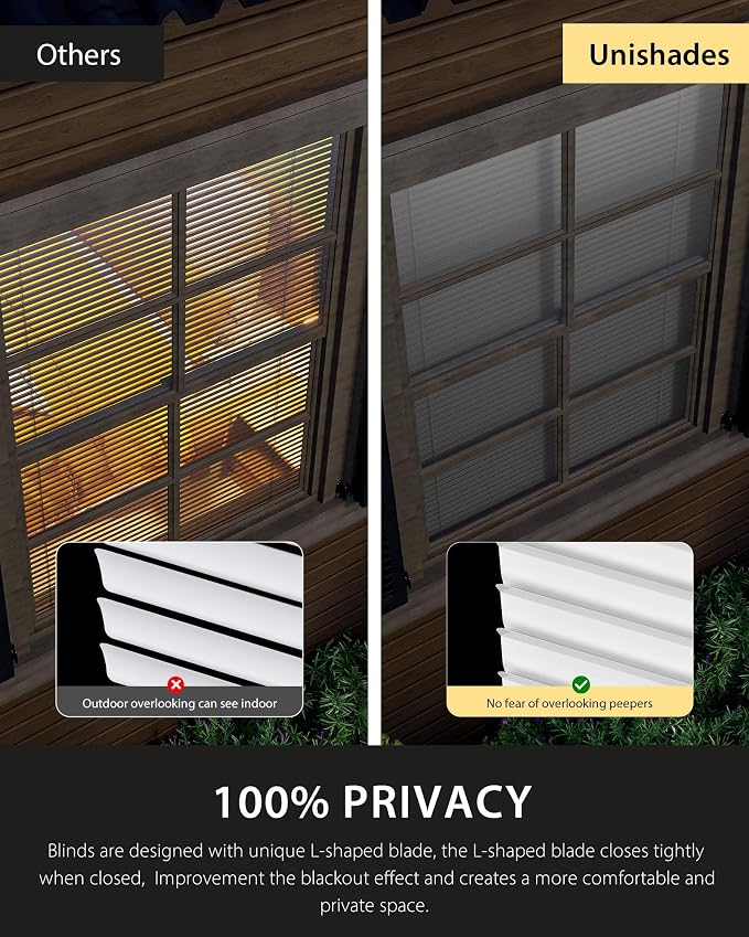 UNISHADES No Drill Blinds for Windows 1" Vinyl L-Shaped Slats Cordless Mini - Image 3