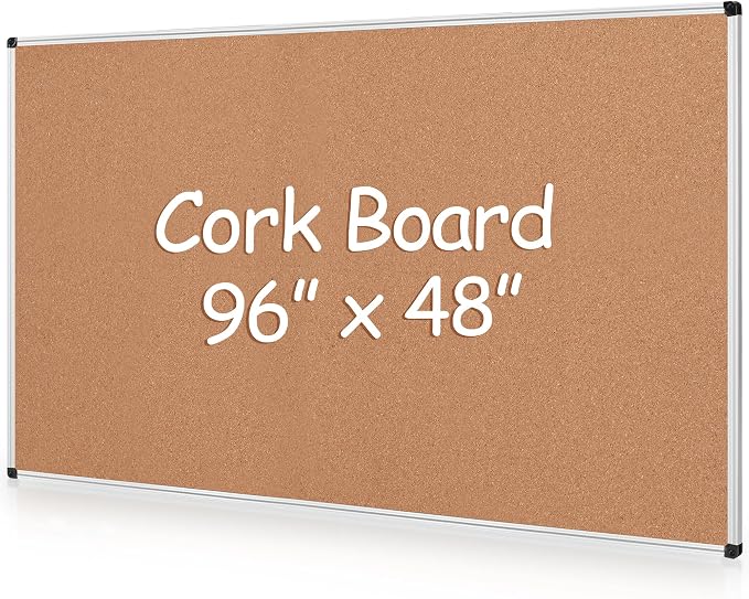 Extra Large Cork Bulletin Board 96" X 48", Wall Mounted Notice Pin Board by Justdowhatyouwanttodo