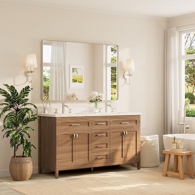 TETOTE 55 x 36 inch Brushed Nickel Mirror - Image 2