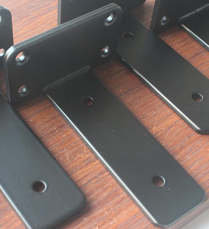 8 Pack - 5 inch Black Hidden L Shelf Bracket Iron Floating Shelf Brackets - Image 5