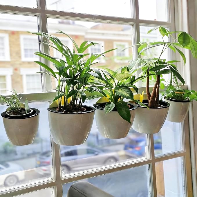 3 Pack Self Watering Wall Hanging Planter Pots Vertical Garden Window Hang - Image 3