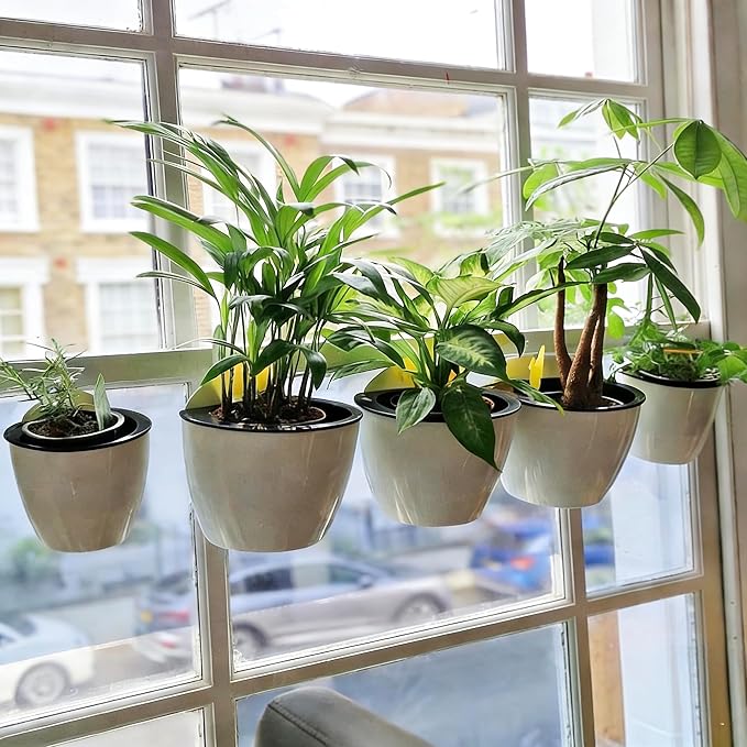 4 Inch Self Watering Hanging Planters, Wall Mounted Plant Pots - Image 4