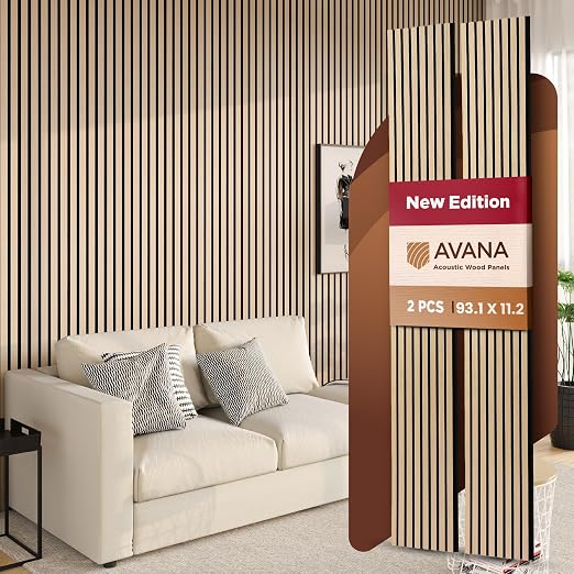 Avana Acoustic Wood Wall Panels – 93.2x11.25 Inch Panels – Fits 94x12 Layout – by AvanaHome