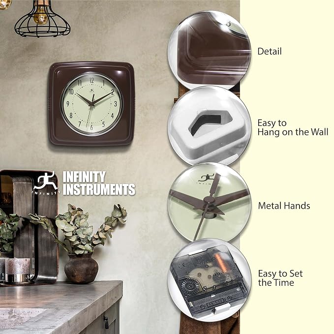 Infinity Instruments Square Retro Wall Clock - Image 6